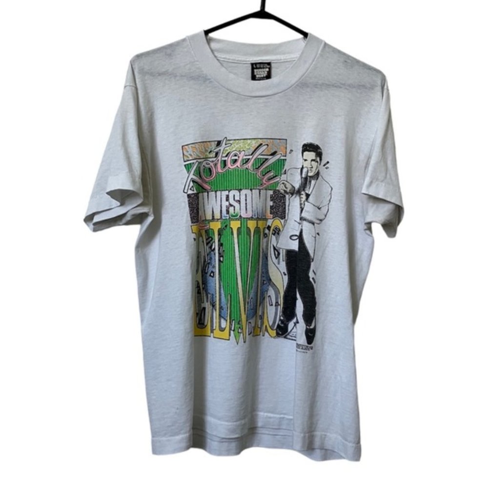 Vintage 1987 Screen Stars Best Paper Thin Distressed Single Stitch Elvis Tshirt
